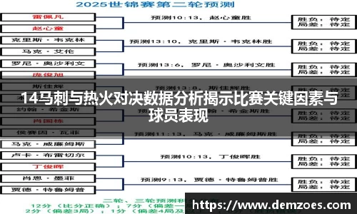 悟空体育14马刺与热火对决数据分析揭示比赛关键因素与球员表现